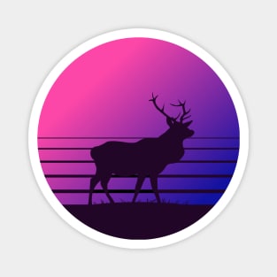 Wild Life Nature Retro Deer Sunset Magnet